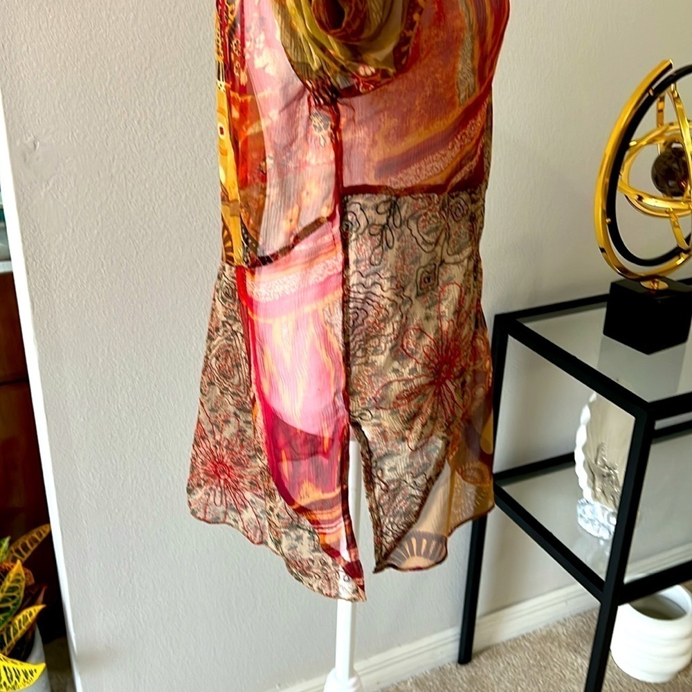 Chico’s NEW Silk long sleeve Sheer Tunic,V-neck embroidered neckline, Sz1, Sz S - Picture 4 of 15